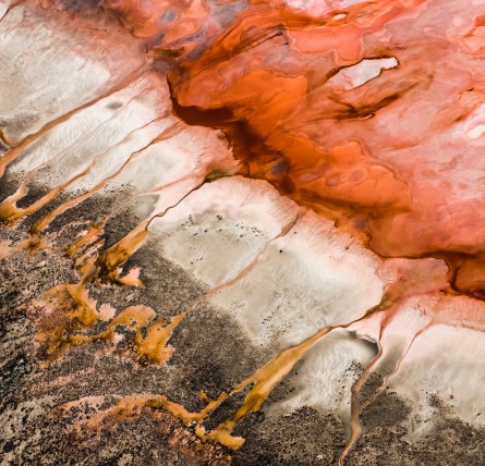 A Abstract, Aerial photo of Australia Landscape in Pink, Red, Brown and Orange .