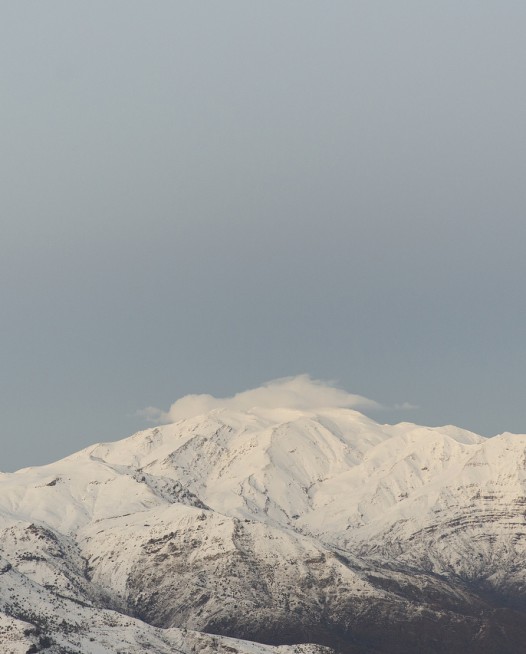 Photographic Landscape taken in the Andes, Chile of mountains, snow clouds.