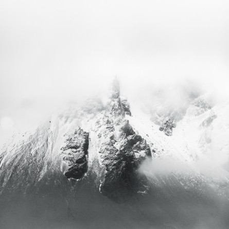 A photographic prints of icelandic mountains covered snow by One Fine Print