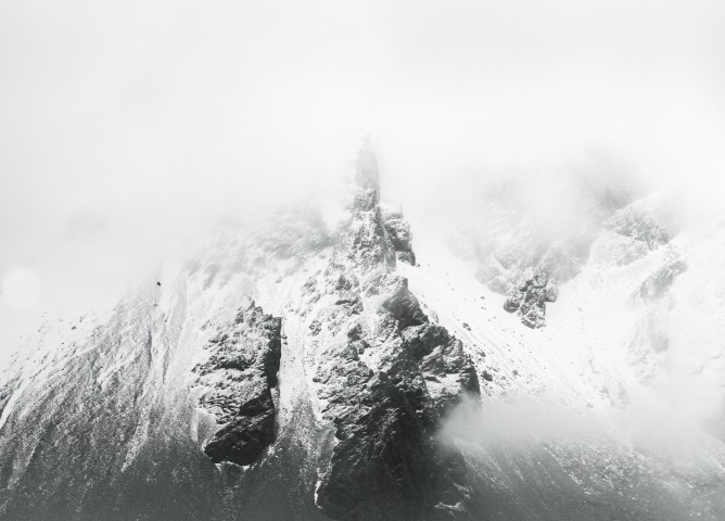 A photographic prints of icelandic mountains covered snow by One Fine Print