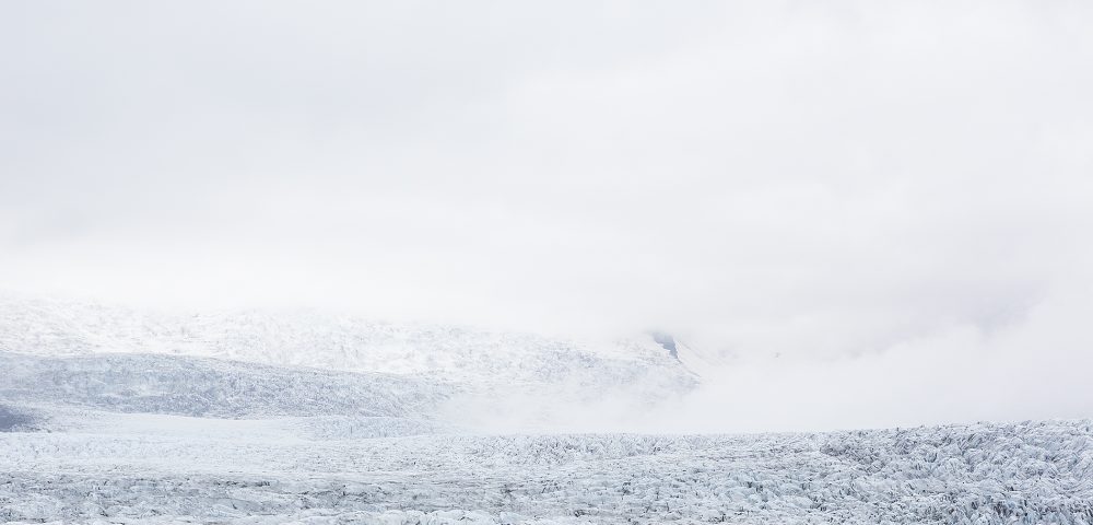 Iceland Lanscape of Falling Glacier in blue and whilte