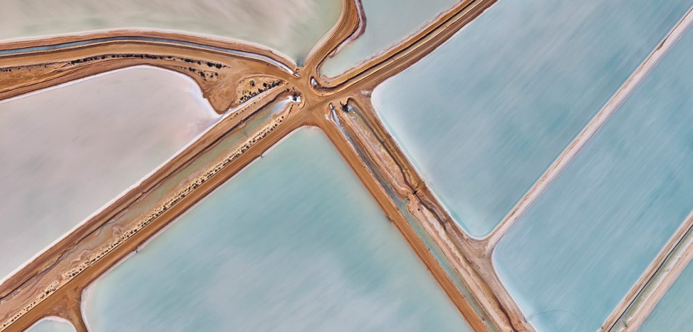 A abstract aerial photo Water in blue and pink taken in Australia