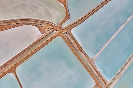 A abstract aerial photo Water in blue and pink taken in Australia