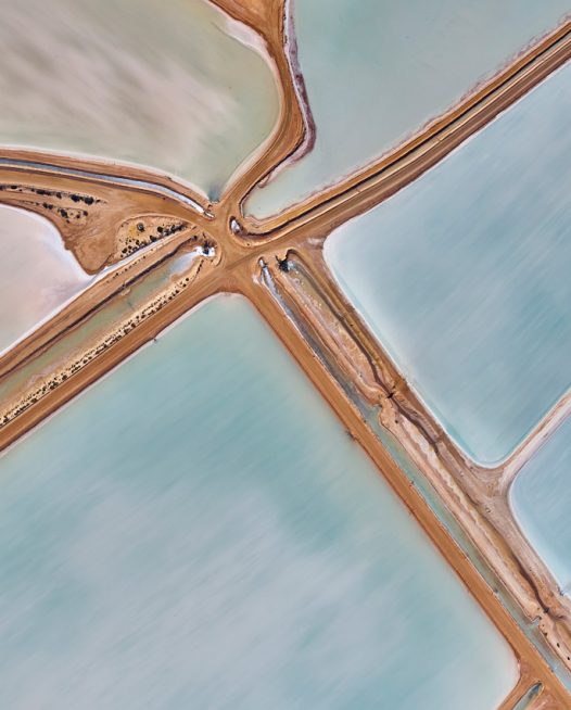 A abstract aerial photo Water in blue and pink taken in Australia